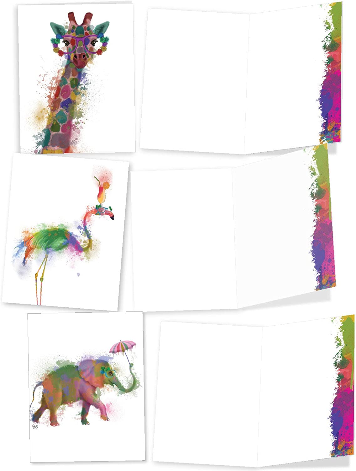 The Best Card Company 10 Mixed Animals Watercolor Greeting Cards Blank with Envelopes Just Because - Image 5
